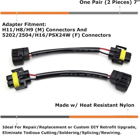 iJDMTOY 5202 PSX24W (Female) to H11 H8 (Female) Pigtail Sockets Wires Compatible with Fog Lamps Retrofit or Conversion in Saudi Arabia