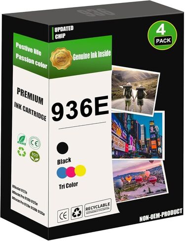 4 عبوات خرطوشة حبر بديلة 936 لطابعات OfficeJet 9120 OfficeJet Pro 9110 9120 9130 OfficeJet Pro ذات التنسيق الواسع 9730 (6C3Z5LN) in Kuwait