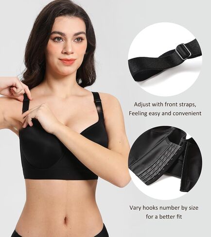 HACI Push Up Bra Smooth Back Fat Plus Size Full Coverage Underwire V Neck T-Shirt Everyday Supportive in Saudi Arabia