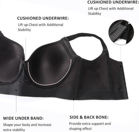 HACI Push Up Bra Smooth Back Fat Plus Size Full Coverage Underwire V Neck T-Shirt Everyday Supportive in Saudi Arabia