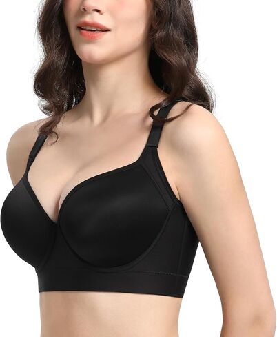 HACI Push Up Bra Smooth Back Fat Plus Size Full Coverage Underwire V Neck T-Shirt Everyday Supportive in Saudi Arabia