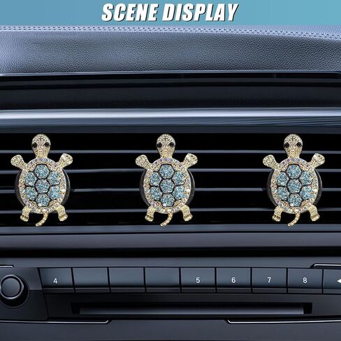 3pcs bling Turtle Car Air Clips Clip ، Cleat Rhinestone Car Dashboard Dashboard Clips ، Auto Interior Outlet Diffuser Accority for Women ، Girl (Colorful) in Saudi Arabia