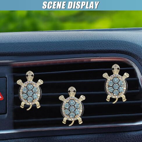3pcs bling Turtle Car Air Clips Clip ، Cleat Rhinestone Car Dashboard Dashboard Clips ، Auto Interior Outlet Diffuser Accority for Women ، Girl (Colorful) in Saudi Arabia