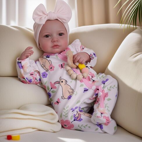 BABESIDE Lifelike Reborn Baby Dolls Girl - 20 inch Cloth Body Brown Eyes Hand-Painted Hair Realistic-Newborn Baby Dolls Handmade Baby Feeling Real Life Baby Dolls Girl with Feeding Kit Gift Box in Saudi Arabia