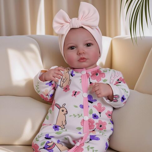 BABESIDE Lifelike Reborn Baby Dolls Girl - 20 inch Cloth Body Brown Eyes Hand-Painted Hair Realistic-Newborn Baby Dolls Handmade Baby Feeling Real Life Baby Dolls Girl with Feeding Kit Gift Box in Saudi Arabia