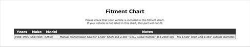 Rear Manual Transmission Seal Compatible With Chevrolet K2500 1995 1994 1993 1992 1991 1990 1989 1988 P-2567188 in Saudi Arabia