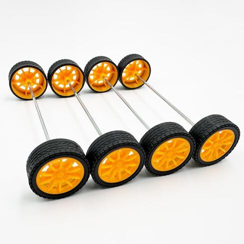 12pcs عجلات سيارة سيارة 30 مم عجلات إطارات مطاطية من طرازات مع محاور مستديرة من عمود 6pcs ل RC Car Truck Robot DIY Toy Building Projects (White) in Kuwait