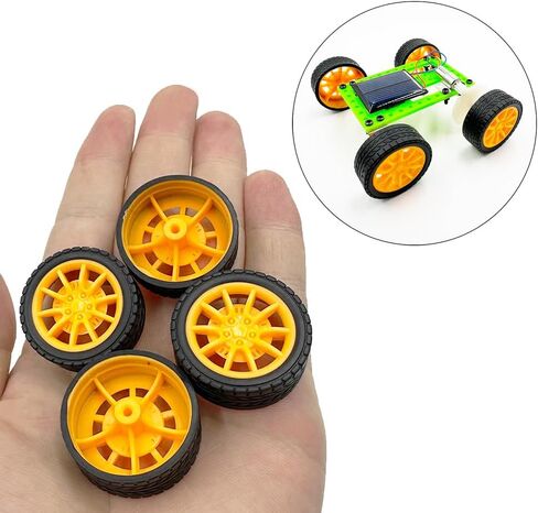 12pcs عجلات سيارة سيارة 30 مم عجلات إطارات مطاطية من طرازات مع محاور مستديرة من عمود 6pcs ل RC Car Truck Robot DIY Toy Building Projects (White) in Kuwait
