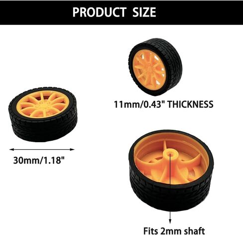 12pcs عجلات سيارة سيارة 30 مم عجلات إطارات مطاطية من طرازات مع محاور مستديرة من عمود 6pcs ل RC Car Truck Robot DIY Toy Building Projects (White) in Kuwait