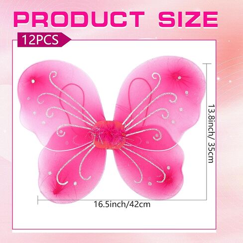 12 Pack Girls Fairy Wings Bulk Butterfly Wings Wings Butterfly Angel Costume Wing for Kids Cosplay in Kuwait
