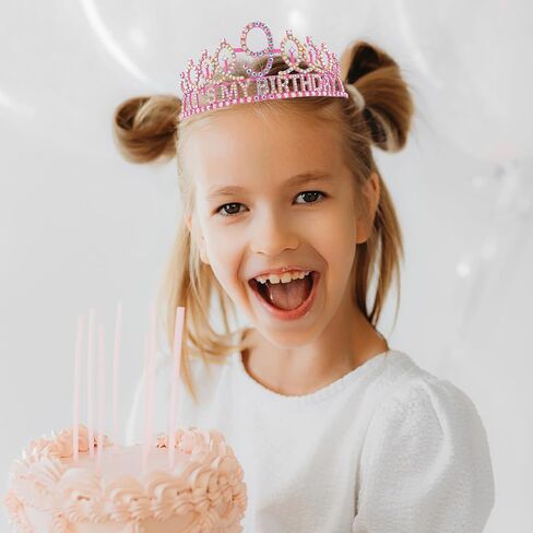 9th Birthday Decorations for Girls Set - Happy 9th Birthday Princess Crown and Glitter Sash, 9 Year Old Girl Tiara Party Decorations Supplies Outfit Accessory Gifts in Kuwait