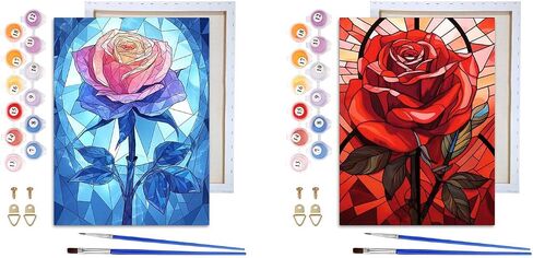 VAIIEYO 4 Pack Framed Paint by Numbers Kit for Adults Cat Dog Tiger Lion, Colorful Animal Canvas DIY Oil Painting Kit with Paintbrush &Acrylic Pigment, Arts Craft for Home Wall Decor(8x8 inch/20x20cm) in Saudi Arabia