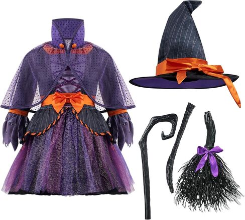 إبداعات spooktacular child child orgle purple witch costume ، toddler witch outfit for Kids Halloween Dress Up Firms Up Firms in Saudi Arabia