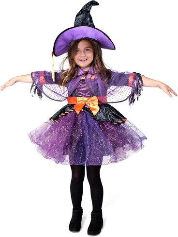 إبداعات spooktacular child child orgle purple witch costume ، toddler witch outfit for Kids Halloween Dress Up Firms Up Firms in Saudi Arabia
