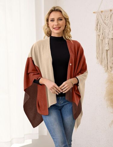 Ferand Women's Cashmere Blend Shawl Wrap Block Poncho Propositile Travel Diarf in Kuwait