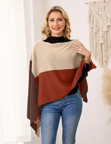 Ferand Women's Cashmere Blend Shawl Wrap Block Poncho Propositile Travel Diarf in Kuwait