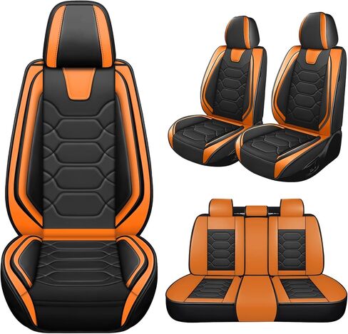 Car Seat Covers Fit for Ford Bronco 2021-2024,5 Seats Comfort Non-Slip Seat Covers Airbag Compatible,Waterproof Leather Seat Covers(Standard 5 Seats, Black Orange) in Kuwait