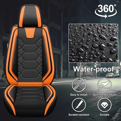 Car Seat Covers Fit for Ford Bronco 2021-2024,5 Seats Comfort Non-Slip Seat Covers Airbag Compatible,Waterproof Leather Seat Covers(Standard 5 Seats, Black Orange) in Kuwait