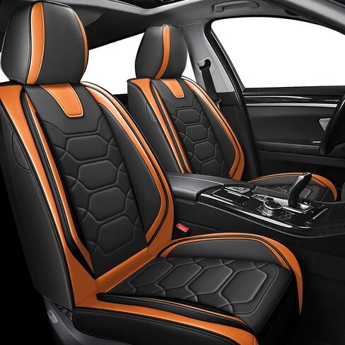 Car Seat Covers Fit for Ford Bronco 2021-2024,5 Seats Comfort Non-Slip Seat Covers Airbag Compatible,Waterproof Leather Seat Covers(Standard 5 Seats, Black Orange) in Kuwait