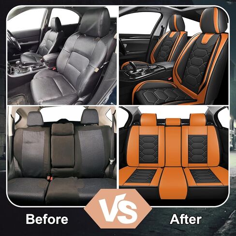 Car Seat Covers Fit for Ford Bronco 2021-2024,5 Seats Comfort Non-Slip Seat Covers Airbag Compatible,Waterproof Leather Seat Covers(Standard 5 Seats, Black Orange) in Kuwait