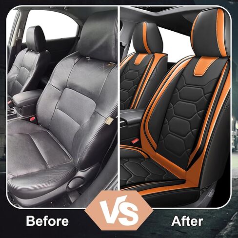 Car Seat Covers Fit for Ford Bronco 2021-2024,5 Seats Comfort Non-Slip Seat Covers Airbag Compatible,Waterproof Leather Seat Covers(Standard 5 Seats, Black Orange) in Kuwait