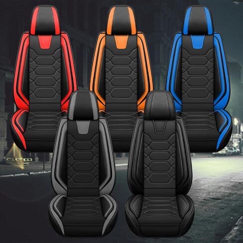 Car Seat Covers Fit for Ford Bronco 2021-2024,5 Seats Comfort Non-Slip Seat Covers Airbag Compatible,Waterproof Leather Seat Covers(Standard 5 Seats, Black Orange) in Kuwait