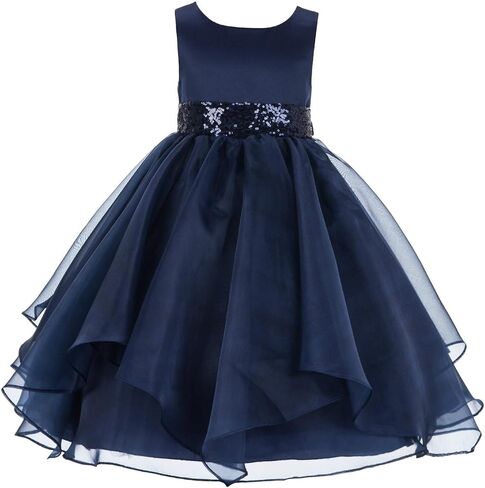 ekidsbridal Asymmetric Ruffled Organza Sequins Flower Girl Dresses for Formal Events 012 in Saudi Arabia