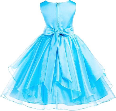 ekidsbridal Asymmetric Ruffled Organza Sequins Flower Girl Dresses for Formal Events 012 in Saudi Arabia