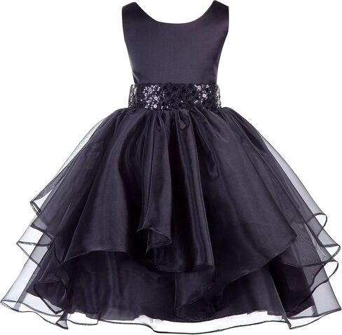 ekidsbridal Asymmetric Ruffled Organza Sequins Flower Girl Dresses for Formal Events 012 in Saudi Arabia