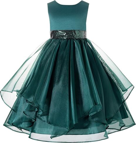 ekidsbridal Asymmetric Ruffled Organza Sequins Flower Girl Dresses for Formal Events 012 in Saudi Arabia