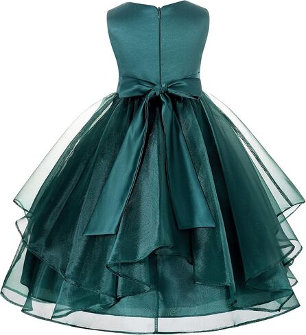 ekidsbridal Asymmetric Ruffled Organza Sequins Flower Girl Dresses for Formal Events 012 in Saudi Arabia