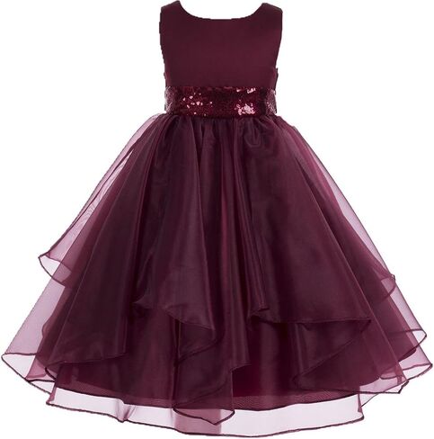 ekidsbridal Asymmetric Ruffled Organza Sequins Flower Girl Dresses for Formal Events 012 in Saudi Arabia