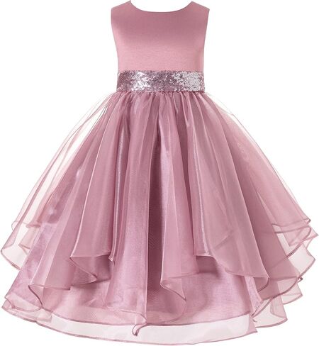 ekidsbridal Asymmetric Ruffled Organza Sequins Flower Girl Dresses for Formal Events 012 in Saudi Arabia