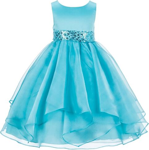 ekidsbridal Asymmetric Ruffled Organza Sequins Flower Girl Dresses for Formal Events 012 in Saudi Arabia