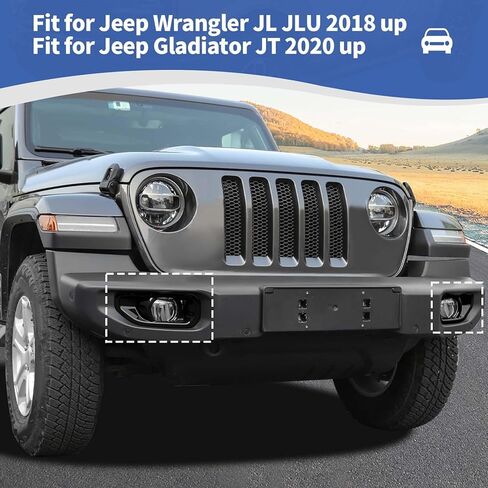 for Jeep JL Front Bumper Fog Light Cover Trim for Jeep Wrangler JL JLU 2018 up for Gladiator JT 2020 up White Exterior Accessories 2pcs in Saudi Arabia
