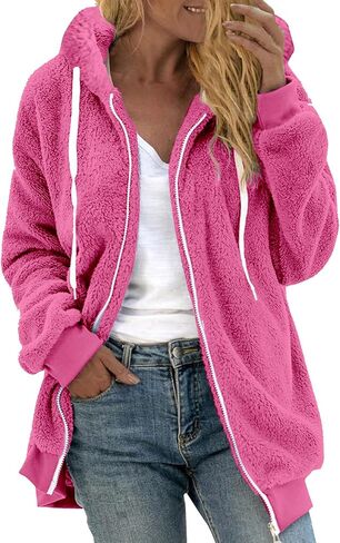 معاطف الشتاء للنساء الصوف zip up hoodies ناعم غامض دافئ سترة بالإضافة إلى حجم ملابس خارجية غير رسمية طويلة الأكمام الطويلة in Kuwait