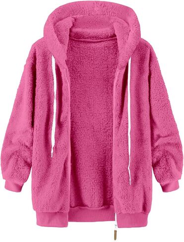 معاطف الشتاء للنساء الصوف zip up hoodies ناعم غامض دافئ سترة بالإضافة إلى حجم ملابس خارجية غير رسمية طويلة الأكمام الطويلة in Kuwait