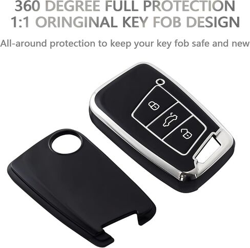 OFFCURVE for Volkswagen Key Fob Cover Soft TPU Key Fob Case Full Protector for 3 Buttons Key Fob Jetta Beetle Tiguan Passat Golf MK6 Polo in Saudi Arabia