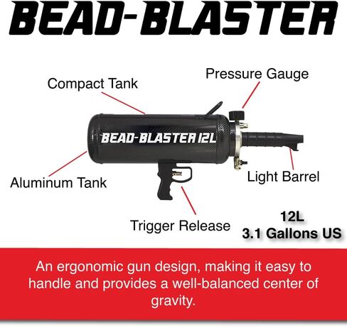 Lauco Handheld Tyre Bead Bead Seater - أداة السيارات الاحترافية ، أداة Blaster Bead Carbon Bead مع إطلاق سريع للهواء ، تضخيم الإطارات للسيارات/الشاحنات/المركبات التجارية (2.6 دبابة/12 لتر) in Kuwait