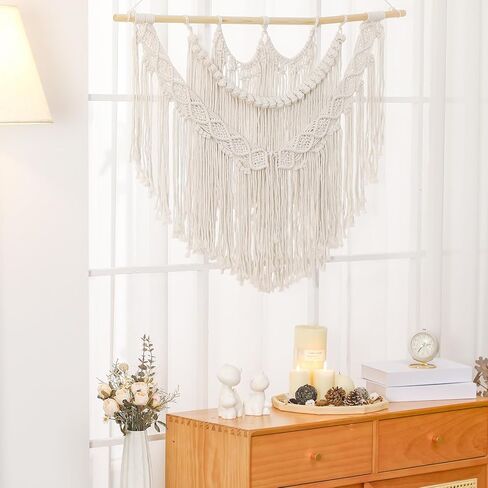 Macrame Wall Hanging كبير بوهو جدار ديكور الفن المنسوج البوهيمي ديكور زفاف ديكور غرفة المعيشة Macrame Tapestry Boho لغرفة النوم in Kuwait