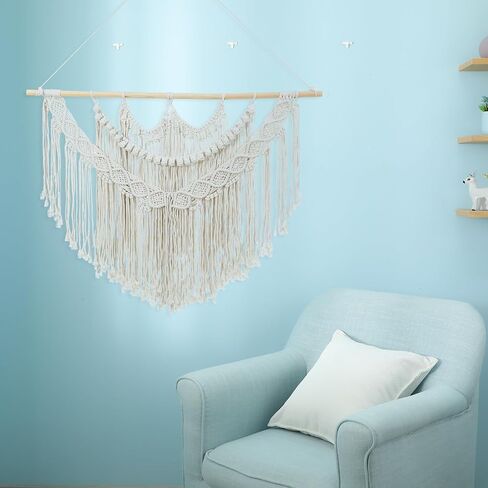 Macrame Wall Hanging كبير بوهو جدار ديكور الفن المنسوج البوهيمي ديكور زفاف ديكور غرفة المعيشة Macrame Tapestry Boho لغرفة النوم in Kuwait