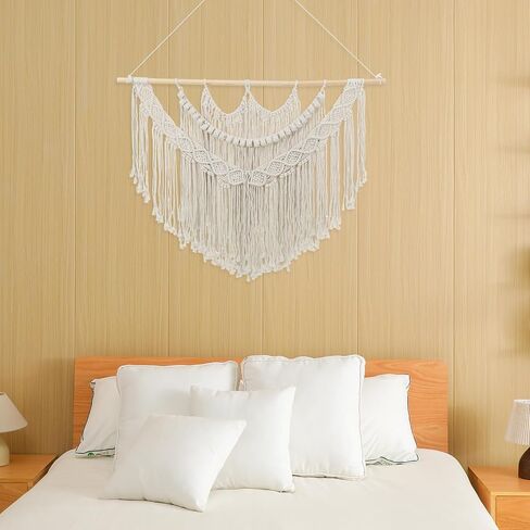 Macrame Wall Hanging كبير بوهو جدار ديكور الفن المنسوج البوهيمي ديكور زفاف ديكور غرفة المعيشة Macrame Tapestry Boho لغرفة النوم in Kuwait