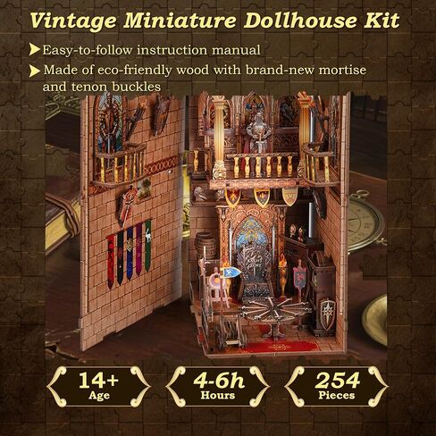 Book Nook Kit,3D Puzzle DIY Miniature kit with LED Light,Ideal Craft Gift for Adults & Teens,Beautiful Bookshelf Décor for Birthdays, Halloween, and Christmas. in Saudi Arabia