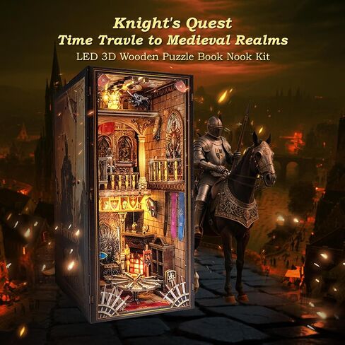 Book Nook Kit,3D Puzzle DIY Miniature kit with LED Light,Ideal Craft Gift for Adults & Teens,Beautiful Bookshelf Décor for Birthdays, Halloween, and Christmas. in Saudi Arabia