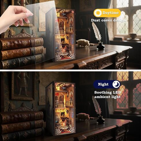 Book Nook Kit,3D Puzzle DIY Miniature kit with LED Light,Ideal Craft Gift for Adults & Teens,Beautiful Bookshelf Décor for Birthdays, Halloween, and Christmas. in Saudi Arabia
