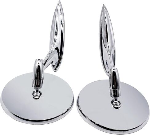 Pair Chrome Round Bowtie Outside Rearview Mirrors Ribbed Base Left & Right Compatible With Chevy Bel Air Biscayne Impala Corvair Chevelle El Camino Nova 1963 1964 1965, silver in Saudi Arabia
