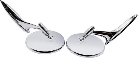 Pair Chrome Round Bowtie Outside Rearview Mirrors Ribbed Base Left & Right Compatible With Chevy Bel Air Biscayne Impala Corvair Chevelle El Camino Nova 1963 1964 1965, silver in Saudi Arabia