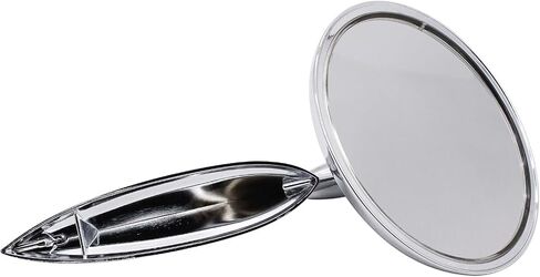 Pair Chrome Round Bowtie Outside Rearview Mirrors Ribbed Base Left & Right Compatible With Chevy Bel Air Biscayne Impala Corvair Chevelle El Camino Nova 1963 1964 1965, silver in Saudi Arabia