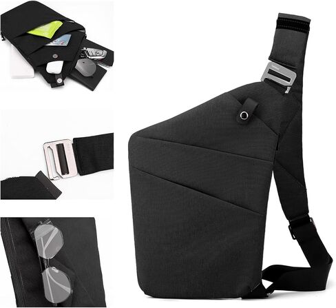 حقيبة Crossbody المضادة للسرقة ، حقيبة حبال للنساء الرجال ، حقيبة كتف الصدر متعددة الجيبات للسفر ، الرياضة ، العمل in Kuwait