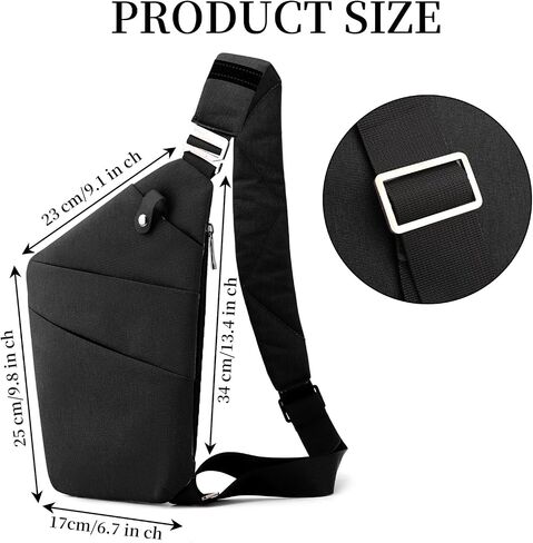 حقيبة Crossbody المضادة للسرقة ، حقيبة حبال للنساء الرجال ، حقيبة كتف الصدر متعددة الجيبات للسفر ، الرياضة ، العمل in Kuwait